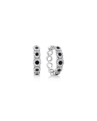 Anneaux courts à bulles en or blanc 14 K avec saphir et diamants totalisant 0,52 ct