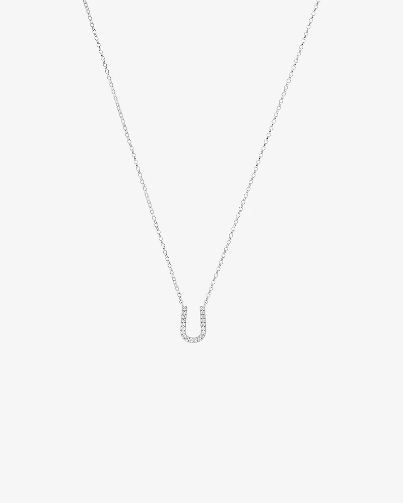 Collier à initiale U en or blanc 10 K avec diamants totalisant 0,10 ct