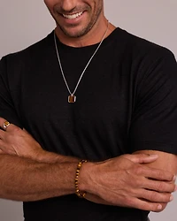 21cm Tiger's Eye Bead Bracelet in Sterling Silver