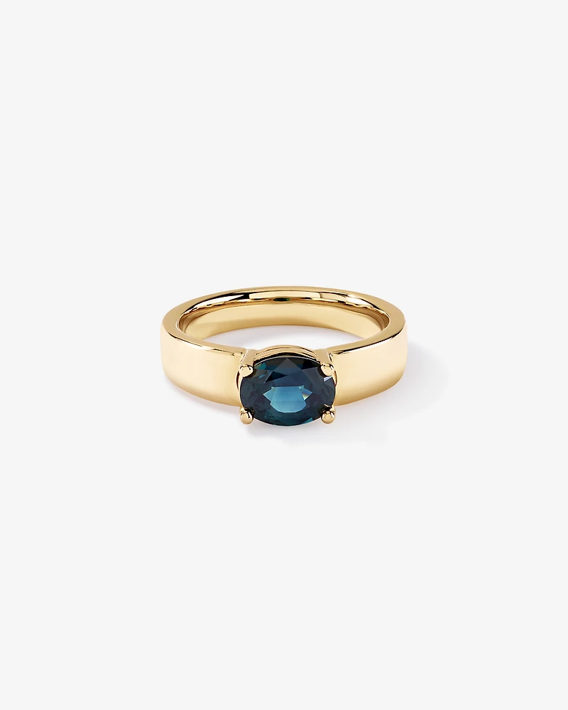 Australian Parti Sapphire East-to-West Set Ring 10kt Yellow Gold