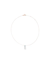 Aquamarine and Cultured Freshwater Pearl Drop Necklace in 10kt Rose Gold