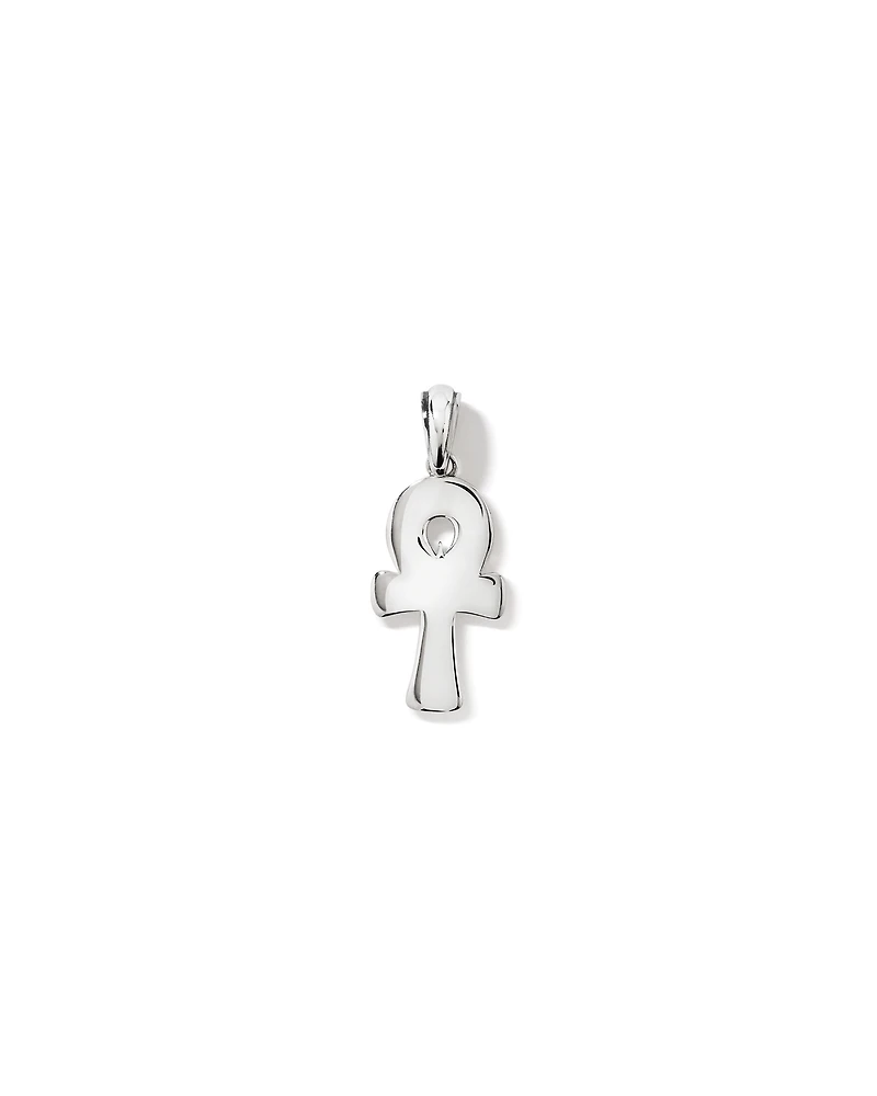Black Diamond Ankh Pendant in Sterling Silver