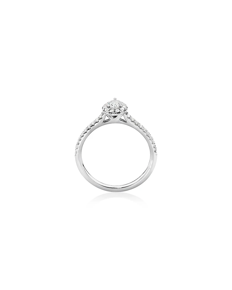 Bague halo poire avec diamants de 0,50 carat en or blanc 14 carats
