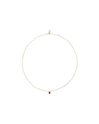 Pear Cut Red Ruby Gemstone and 0.05 Carat TW Diamond Halo Necklace in 10kt Yellow Gold