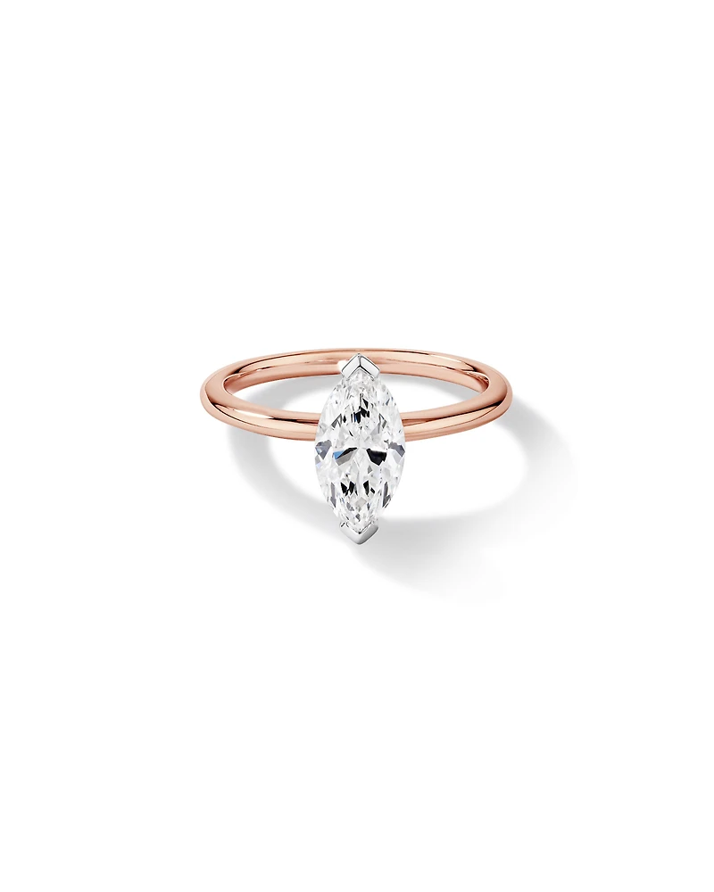 1.25 Carat TW Marquise Laboratory-Grown Diamond Solitaire Engagement Ring 14kt Rose and White Gold