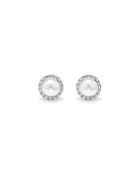 Cultured Freshwater Pearl & 0.13TW of Diamond Necklace and Earring Gift Set in Sterling Silver