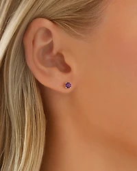 Boutons d'oreilles en or jaune 10 K avec améthyste