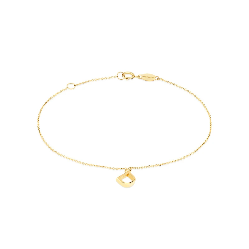 19cm (7.5") D Initial Bracelet in 10kt Yellow Gold
