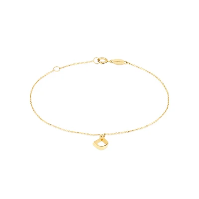 19cm (7.5") D Initial Bracelet in 10kt Yellow Gold