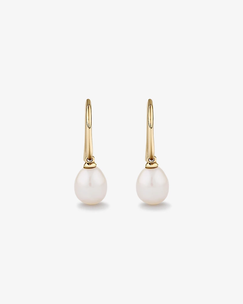Drop Earrings with Cultured Freshwater Pearl in 10kt Yellow Gold