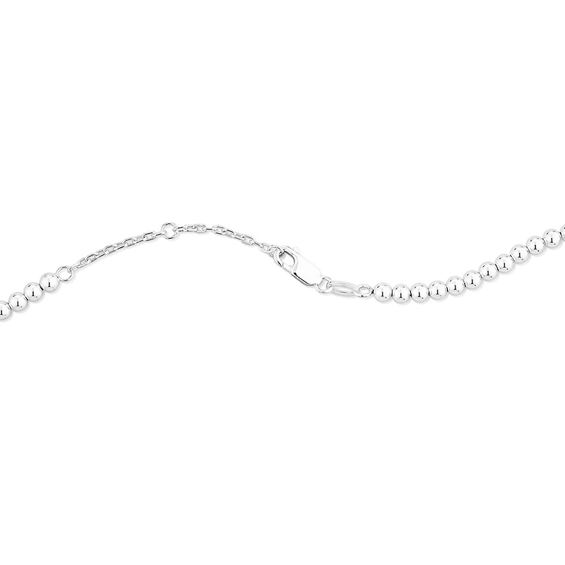 45cm (18") Heart Bead Necklace in Sterling Silver