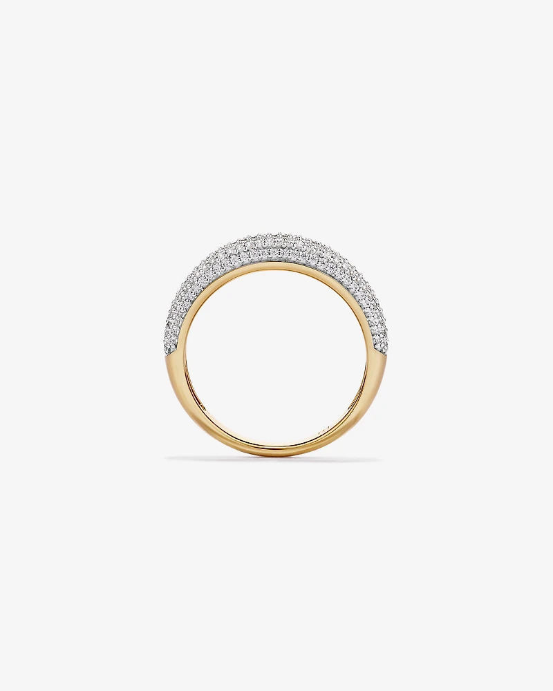 Slim Pavé Dome Ring with Cubic Zirconia in 18kt Vermeil