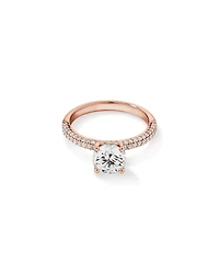 1.95 Carat TW Round Brilliant Laboratory-Grown Diamond Solitaire Side Accent Engagement Ring in 14kt Rose Gold