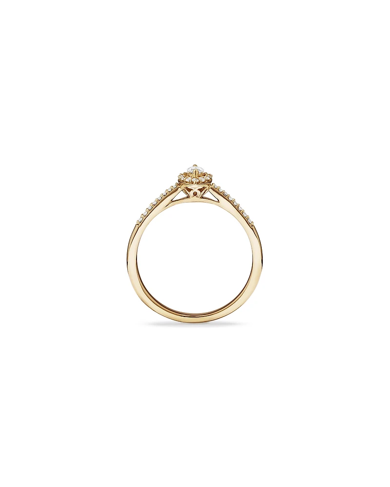 Bague de fiançailles halo taille marquise avec 0,20 TW de diamants en or jaune 10 carats