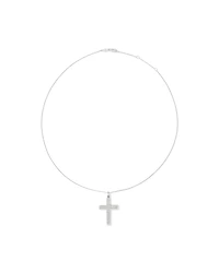Cubic Zirconia Puff Cross Pendant Necklace in Sterling Silver