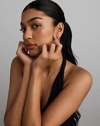 Boucles d’oreilles demi-créoles avec zircone cubique en argent sterling