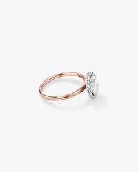 Bague de fiançailles en halo de diamants cultivés en laboratoire TW taille ovale de 1,46 carat en or rose et blanc 14 carats