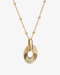 Sunray Open Circle Pendant Station Necklace in 10kt Yellow Gold