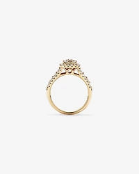 1.25 Carat TW Round Brilliant and Baguette Cluster Diamond Ring in 14kt Yellow Gold