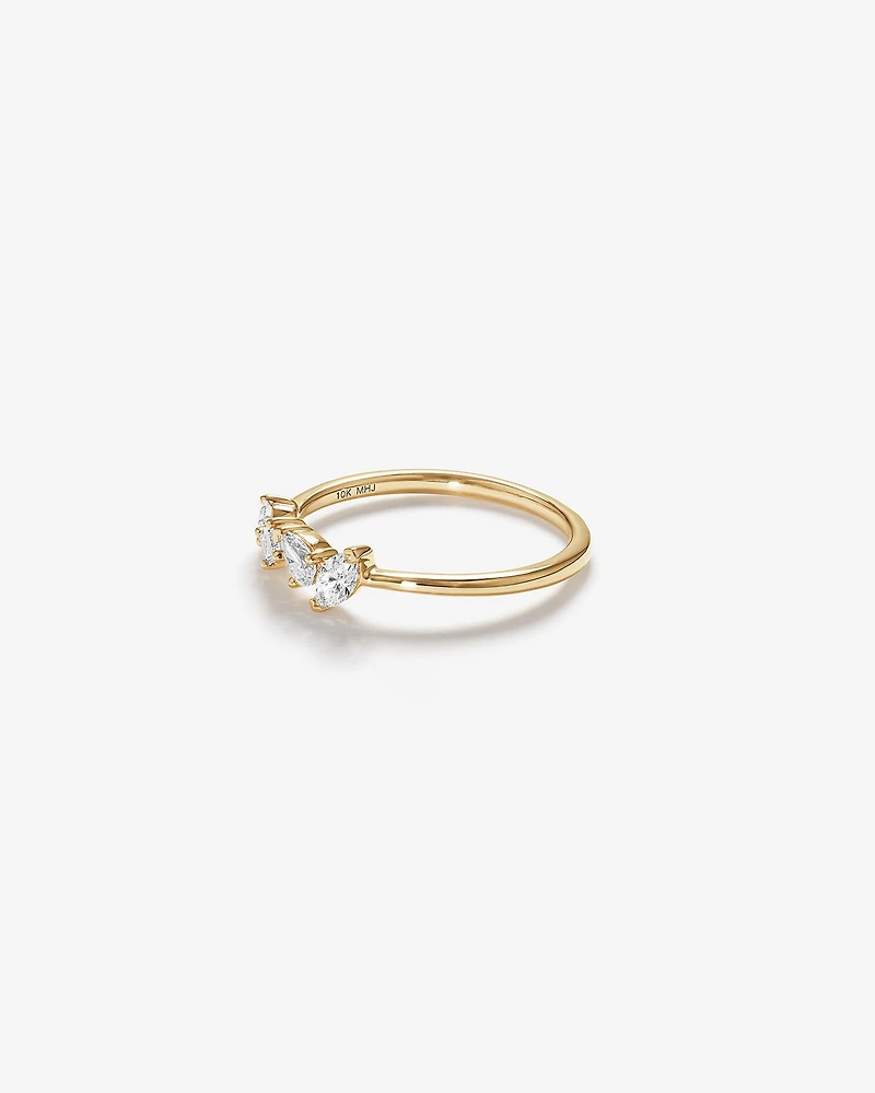 0.40 Carat TW Fancy Cut Laboratory-Grown Diamond Four Stone Ring 10kt Yellow Gold