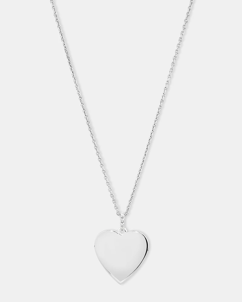 Diamond Accent Heart Pendant with Cable Chain in Sterling Silver