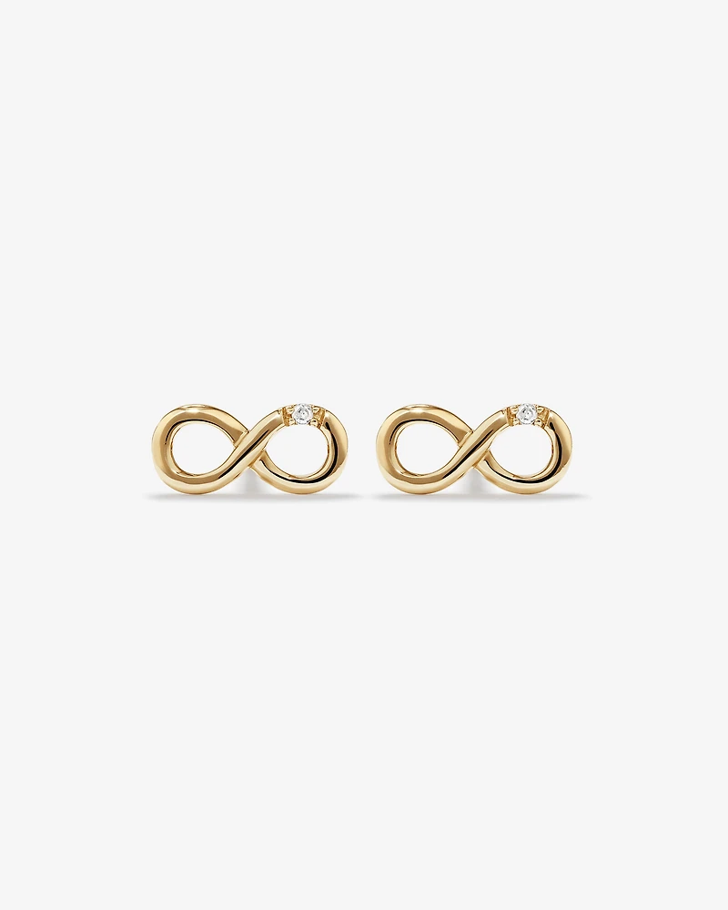 Diamond Accent Infinity Stud Earrings in 10kt Yellow Gold