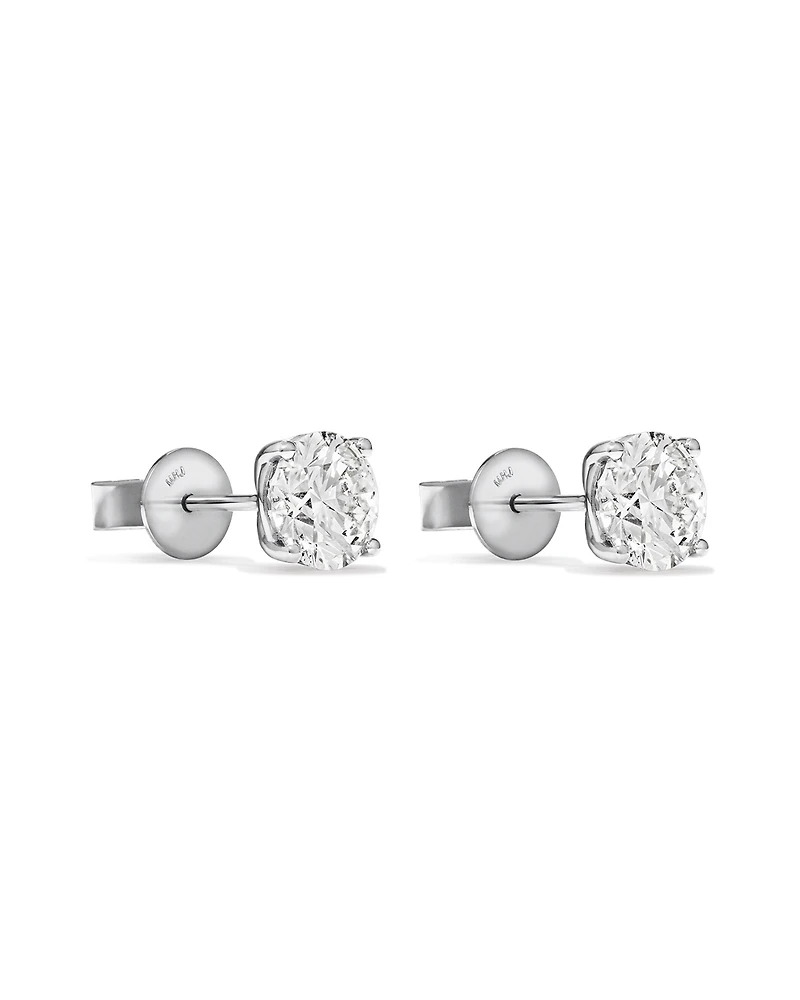 2,00 carats TW Boucles d’oreilles solitaires en diamant cultivé en laboratoire en or blanc 14 carats