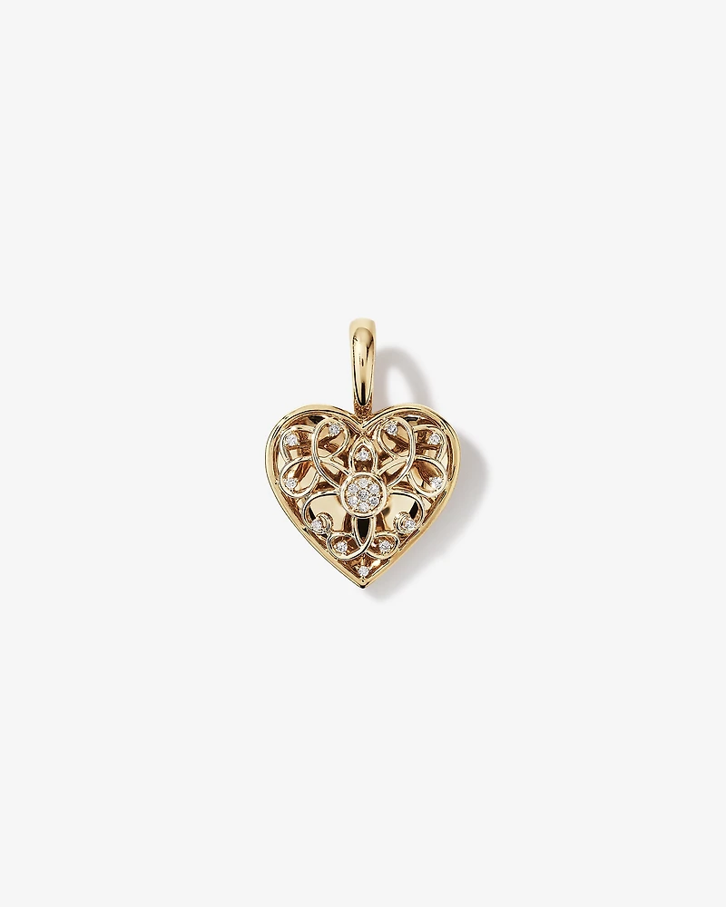 Diamond Heart Enhancer Pendant in 10kt Yellow Gold