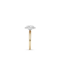 Bague de fiançailles Halo en diamant 1,46 carat TW taillée ovale cultivée laboratoire or jaune et blanc 14 carats