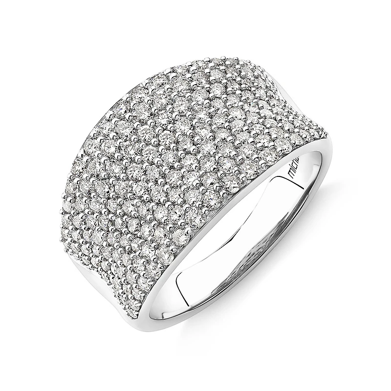 Pave Classic Ring with 1.50 Carat TW Diamond in 14kt White Gold