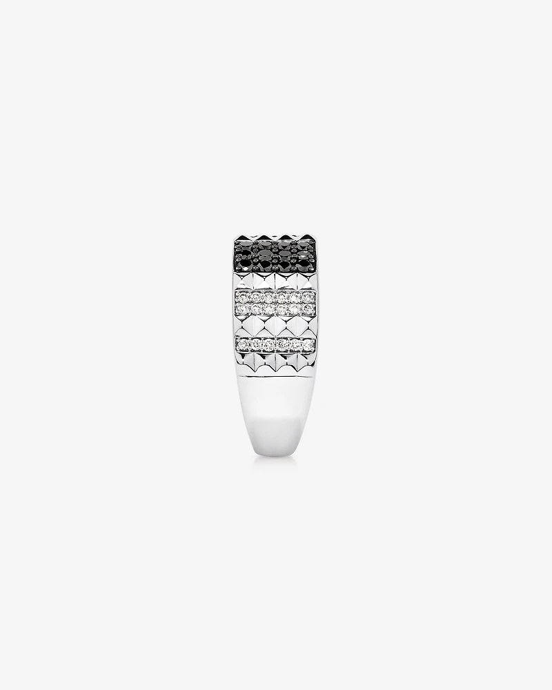 1.00 Carat TW Black and White Diamond Studded Men's Ring in Sterling Silver