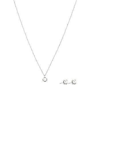 Cultured Freshwater Pearl Pendant and Stud Earring Gift Set in Sterling Silver