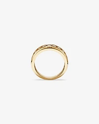 15 Carat TW Round Brilliant Half Bevelled Edge Channel Set Men's Ring 10kt Yellow Gold