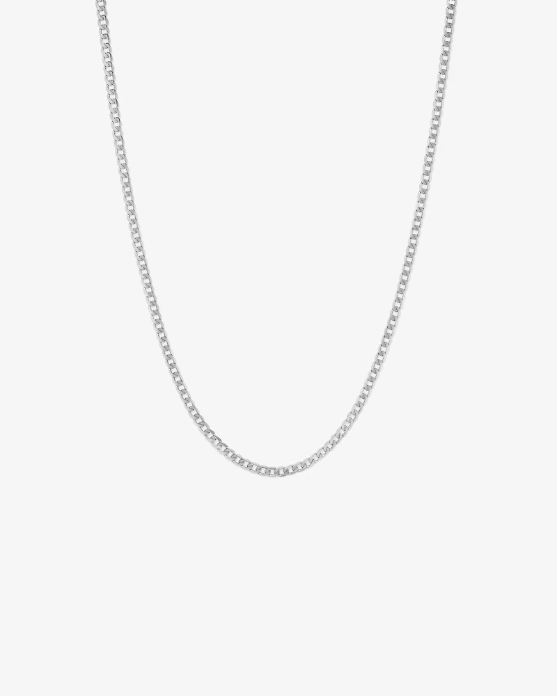 60cm (22") 4mm-4.5mm Width Curb Chain in 10kt White Gold