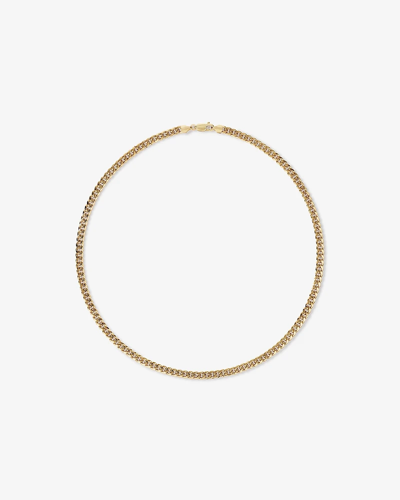 Chaîne à maillons gourmette creuse de style Miami en or jaune 10 K de 45 cm, largeur de 4,5 mm