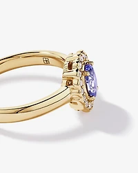 Tanzanite & 0,15TW de bague halo en diamant or jaune 10 carats