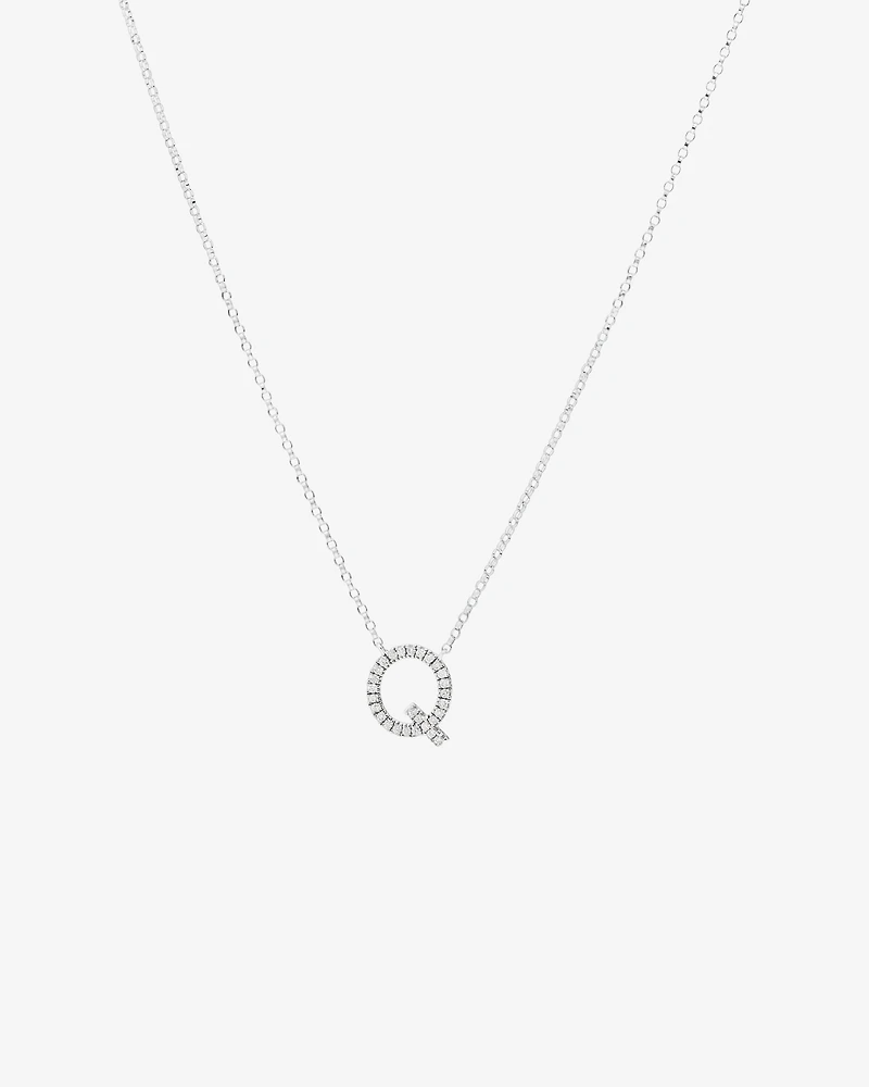 Q Initial Necklace with 0.10 Carat TW of Diamonds in 10kt White Gold