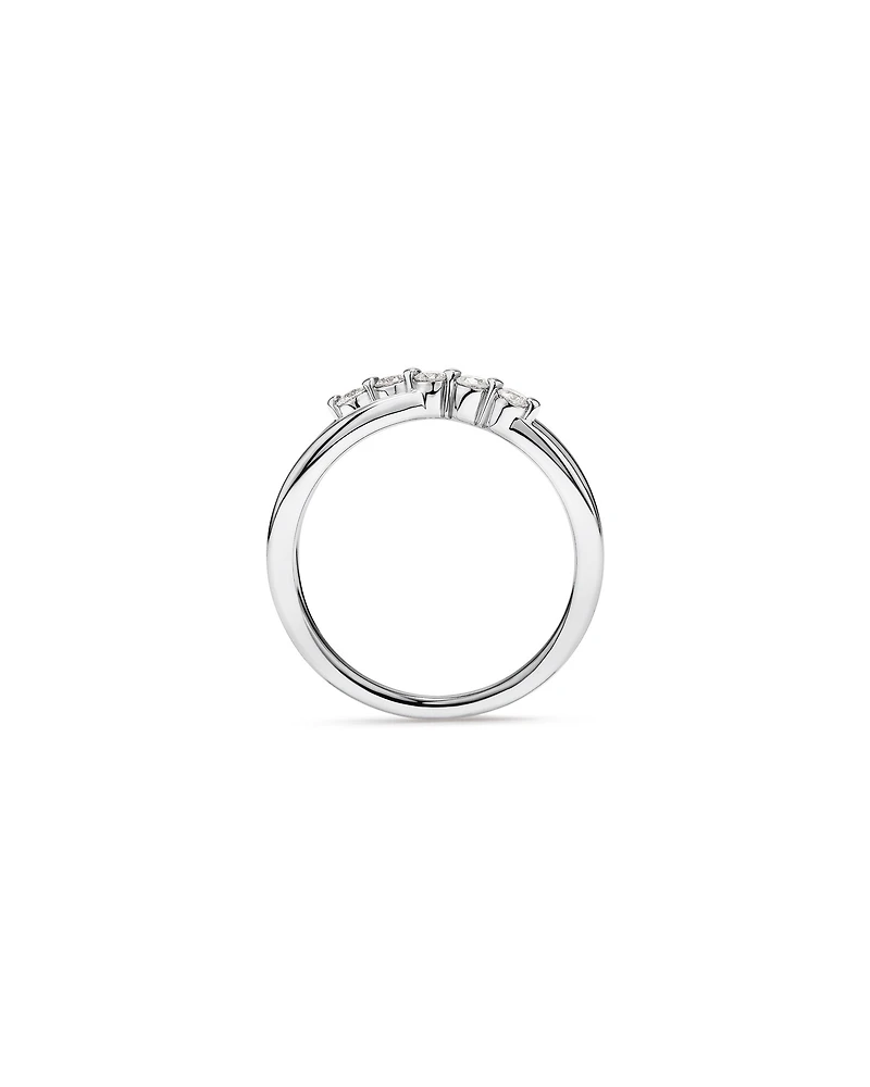 0.20 Carat TW Round Brilliant Diamond Crossover Ring in Sterling Silver
