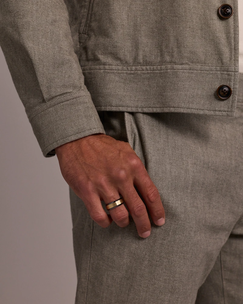 Gold Inlay Black Titanium Wedding Ring in 10kt Yellow Gold