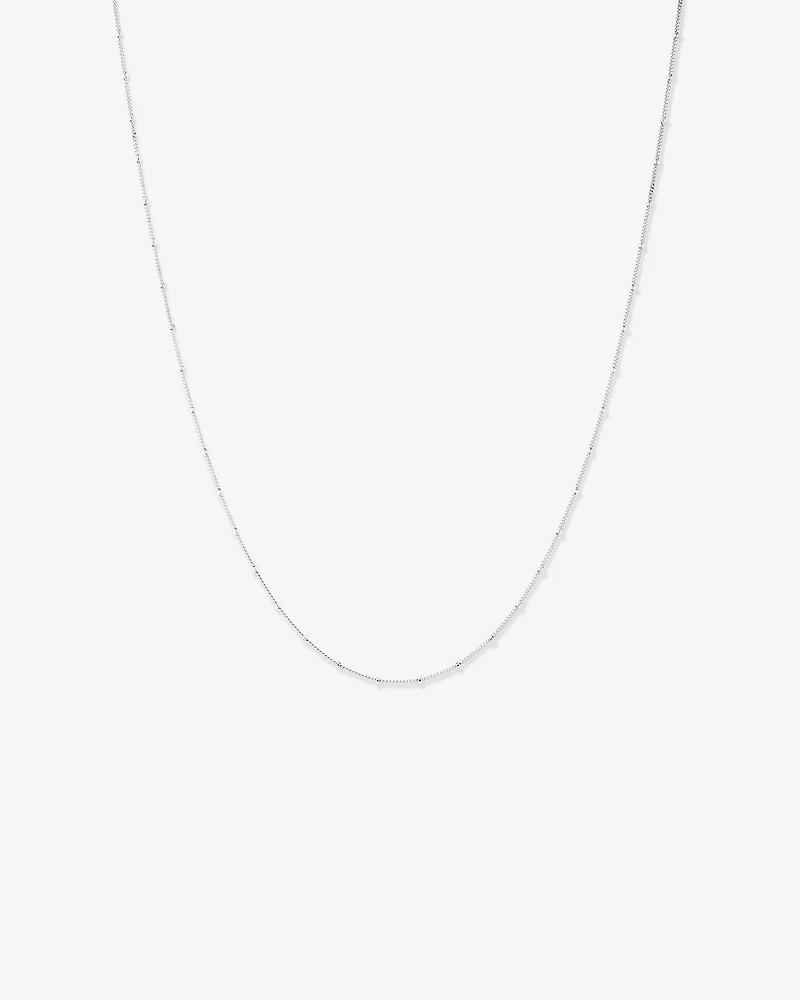 50cm (20") 1.5mm Width Fine Ball Station Chain Necklace in Sterling Silver