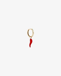 Red Cornicello Single Earring Charm in 10kt Yellow Gold