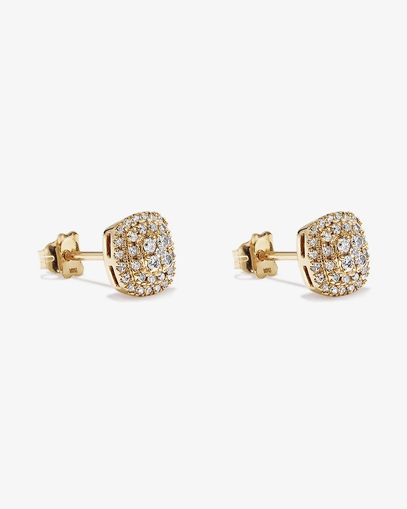0.30 Carat TW Cushion Shaped Diamond Cluster Stud Earrings in 10kt Yellow Gold