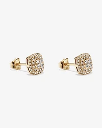 0.30 Carat TW Cushion Shaped Diamond Cluster Stud Earrings in 10kt Yellow Gold