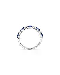 Marquise Cut Ceylon Blue Created Sapphire Gemstone and Diamond Ring in Sterling Silver
