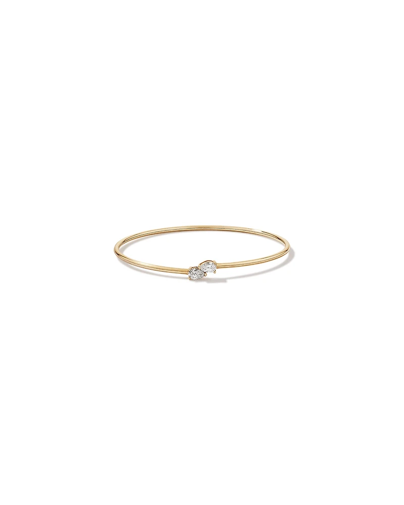 0.60 Carat TW of Laboratory-Grown Pear Cut Diamond Torque Bangle in 10kt Yellow Gold