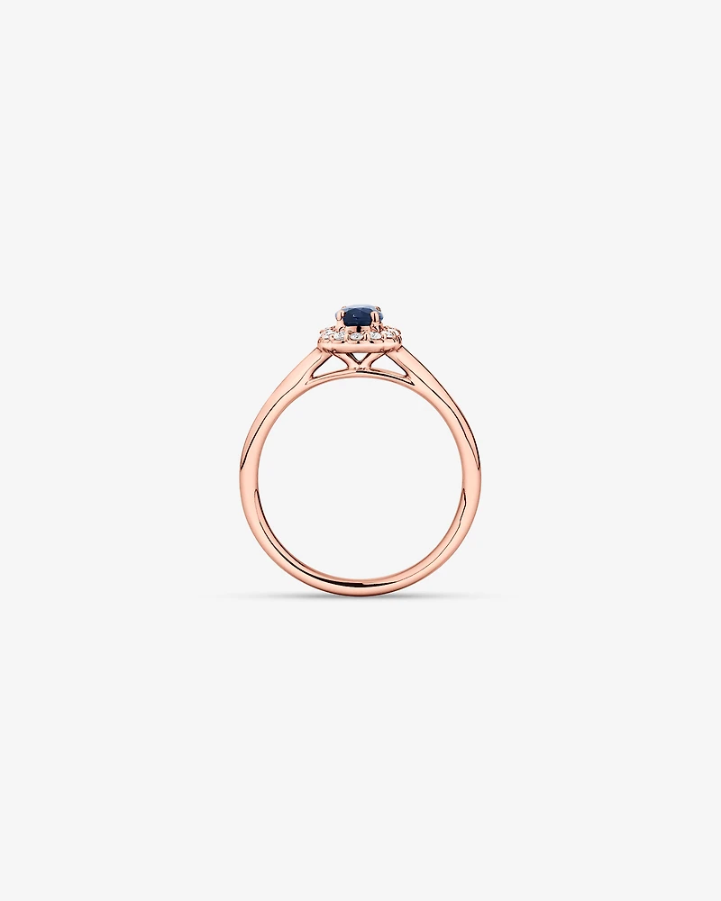 Australian Sapphire & 0.10 Carat TW Diamond Halo Ring 10kt Rose Gold