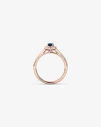 Australian Sapphire & 0.10 Carat TW Diamond Halo Ring 10kt Rose Gold