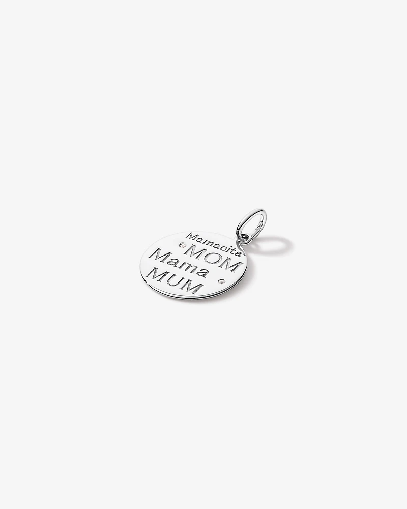 Mum Circle Cubic Zirconia Pendant in Sterling Silver