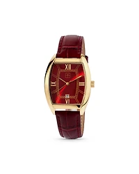 Gold-Tone Lunar New Year Watch with Red Leather Strap