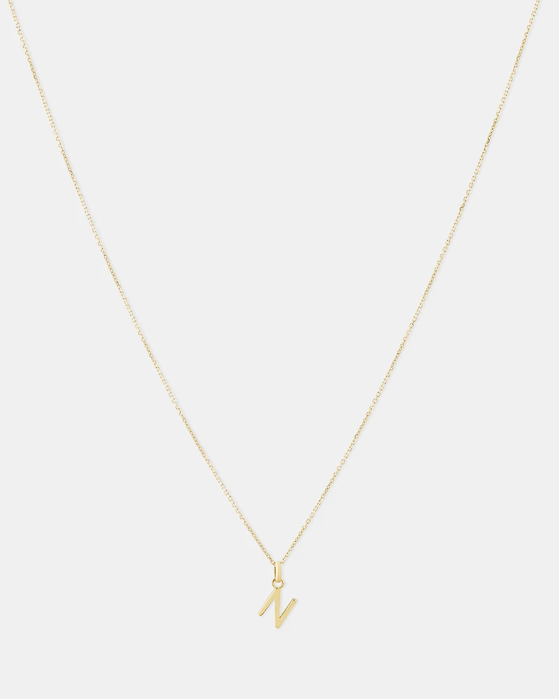 Collier à pendentif « N » en or jaune 10 K